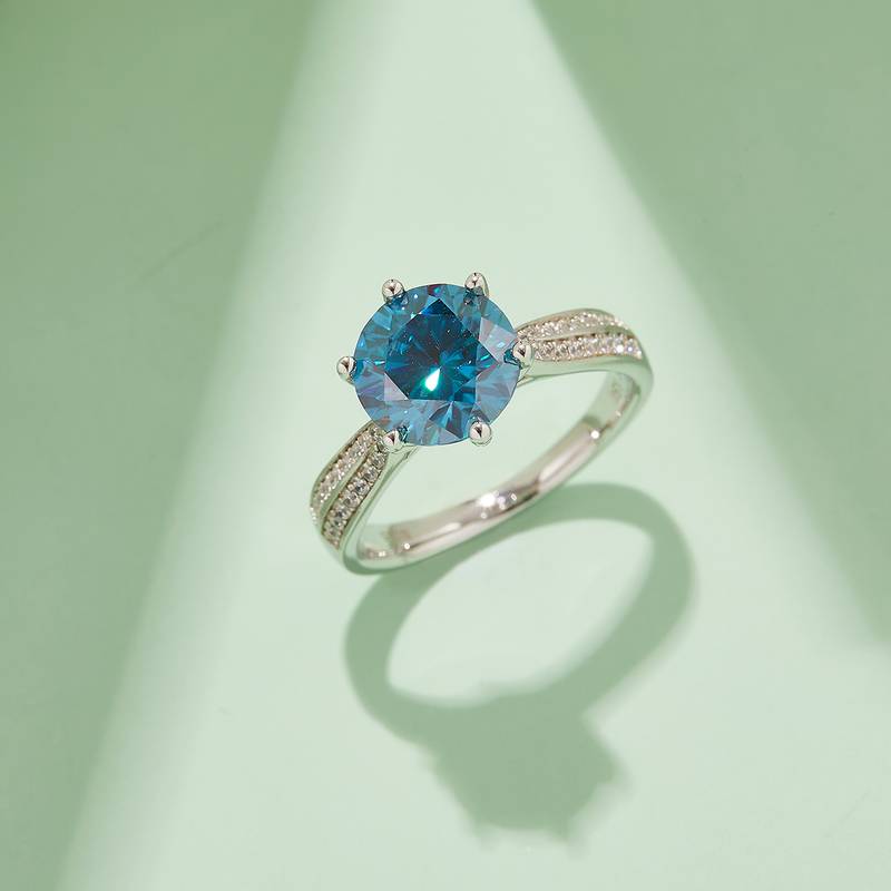 星光皇后S925银镀白金MoissaniteWomen's Ring3.0ctD级